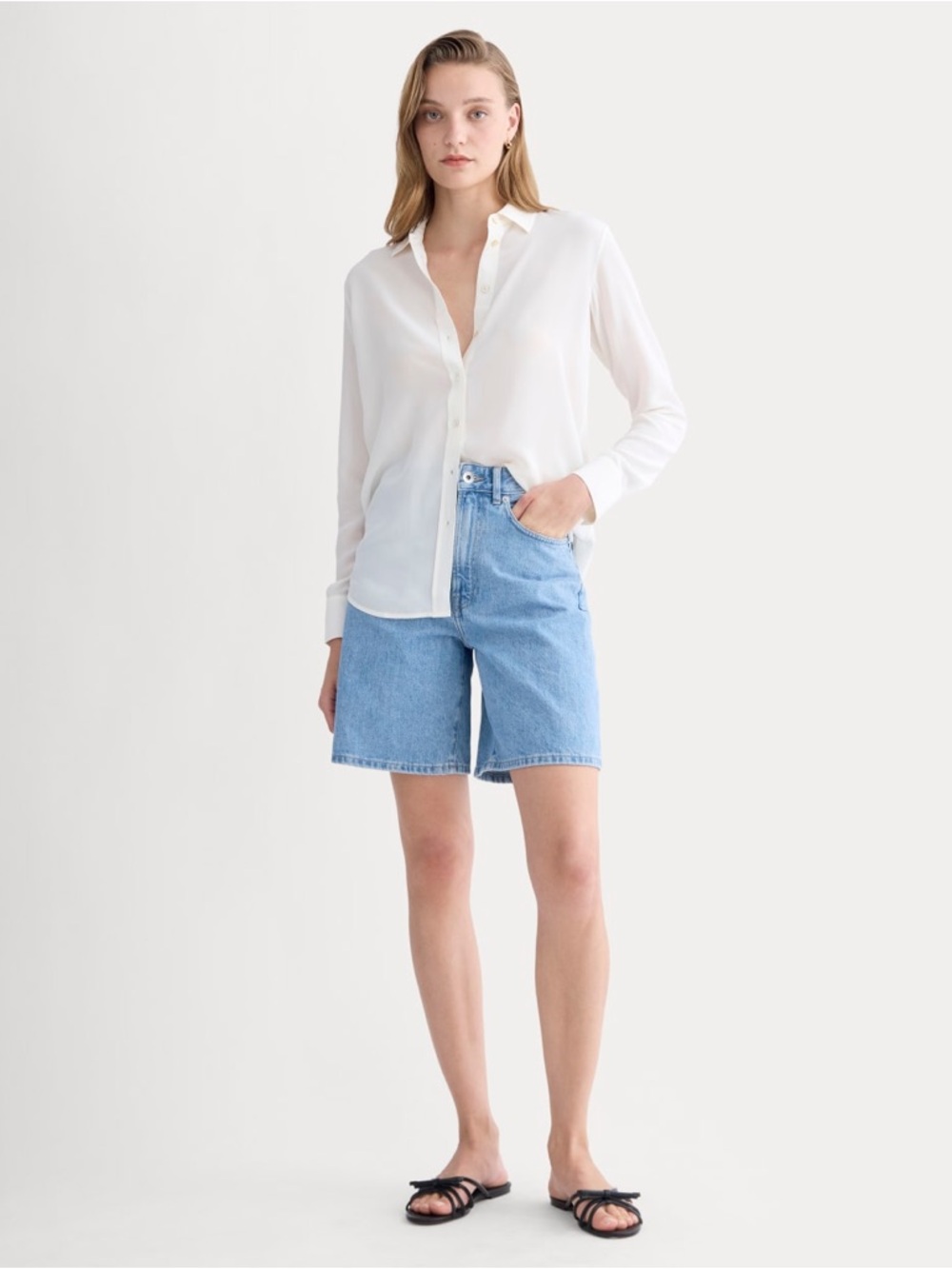 Everlane The Long A-Line Denim Short size 31 - light indigo